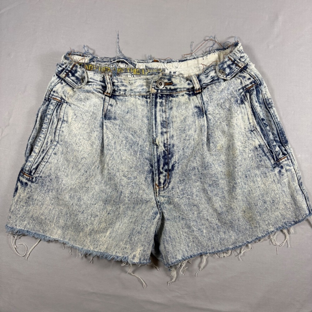 Vintage Ocean League Acid Wash Denim Shorts Mens 34L Blue High Rise 80s 90s DIY